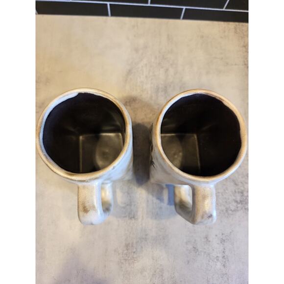Mara Stoneware Mugs Set of 2 Kokopelli & Warrior Traditional 12 oz. Square Base - Picture 9 of 10